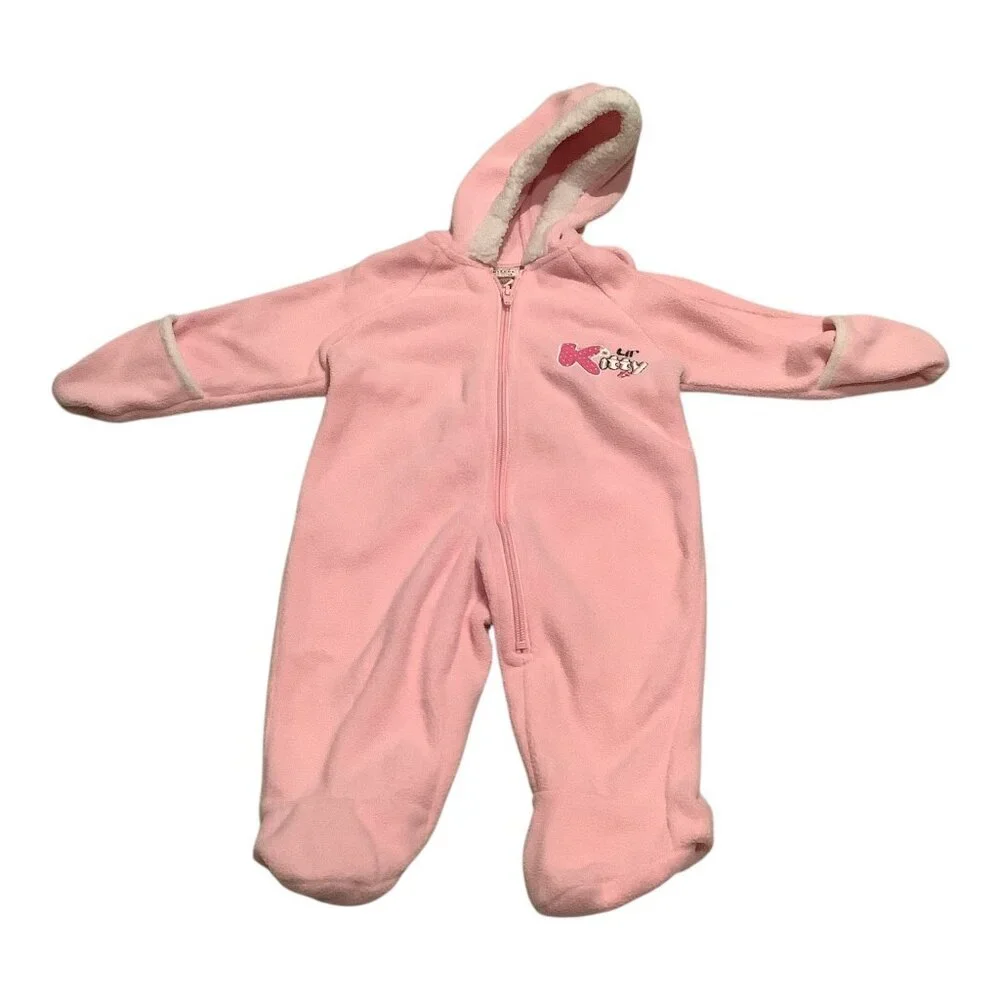 Arizona Jean Company Baby Girl‎ Pink Lil Kitty Hooded Jumpsuit 3-6 Months